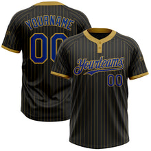 Загрузить изображение в средство просмотра галереи, Custom Black Old Gold Pinstripe Royal Two-Button Unisex Softball Jersey
