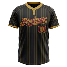 Charger l&#39;image dans la galerie, Custom Black Old Gold Pinstripe Burgundy Two-Button Unisex Softball Jersey
