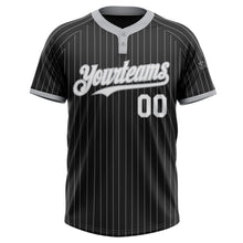 Charger l&#39;image dans la galerie, Custom Black Gray Pinstripe White Two-Button Unisex Softball Jersey
