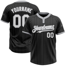 Charger l&#39;image dans la galerie, Custom Black Gray Pinstripe White Two-Button Unisex Softball Jersey
