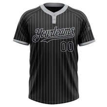 Charger l&#39;image dans la galerie, Custom Black Gray Pinstripe Gray Two-Button Unisex Softball Jersey
