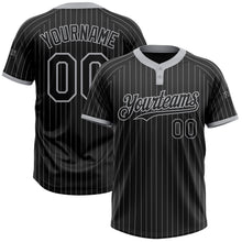 Charger l&#39;image dans la galerie, Custom Black Gray Pinstripe Gray Two-Button Unisex Softball Jersey
