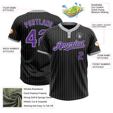 Charger l&#39;image dans la galerie, Custom Black Gray Pinstripe Purple Two-Button Unisex Softball Jersey
