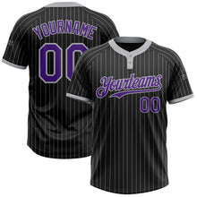 Charger l&#39;image dans la galerie, Custom Black Gray Pinstripe Purple Two-Button Unisex Softball Jersey
