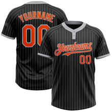 Charger l&#39;image dans la galerie, Custom Black Gray Pinstripe Orange Two-Button Unisex Softball Jersey
