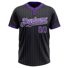 Charger l&#39;image dans la galerie, Custom Black Purple Pinstripe White Two-Button Unisex Softball Jersey
