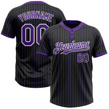 Charger l&#39;image dans la galerie, Custom Black Purple Pinstripe White Two-Button Unisex Softball Jersey
