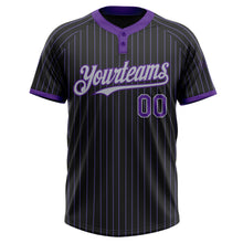 Загрузить изображение в средство просмотра галереи, Custom Black Purple Pinstripe Gray Two-Button Unisex Softball Jersey
