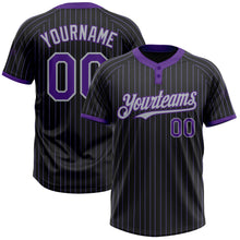 Загрузить изображение в средство просмотра галереи, Custom Black Purple Pinstripe Gray Two-Button Unisex Softball Jersey
