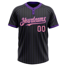 Charger l&#39;image dans la galerie, Custom Black Purple Pinstripe Medium Pink Two-Button Unisex Softball Jersey
