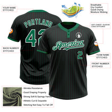 Laden Sie das Bild in den Galerie-Viewer, Custom Black Kelly Green Pinstripe White Two-Button Unisex Softball Jersey
