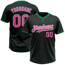 Загрузить изображение в средство просмотра галереи, Custom Black Kelly Green Pinstripe Pink-White Two-Button Unisex Softball Jersey
