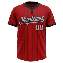 Charger l&#39;image dans la galerie, Custom Red Black Pinstripe Gray Two-Button Unisex Softball Jersey
