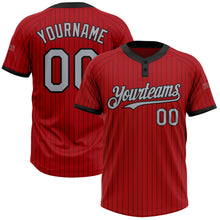 Charger l&#39;image dans la galerie, Custom Red Black Pinstripe Gray Two-Button Unisex Softball Jersey
