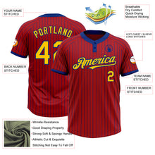 Charger l&#39;image dans la galerie, Custom Red Royal Pinstripe Yellow Two-Button Unisex Softball Jersey
