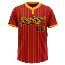 Charger l&#39;image dans la galerie, Custom Red Gold Pinstripe Black Two-Button Unisex Softball Jersey
