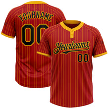 Charger l&#39;image dans la galerie, Custom Red Gold Pinstripe Black Two-Button Unisex Softball Jersey
