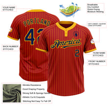 Charger l&#39;image dans la galerie, Custom Red Gold Pinstripe Navy Two-Button Unisex Softball Jersey
