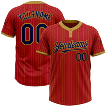 Charger l&#39;image dans la galerie, Custom Red Old Gold Pinstripe Navy Two-Button Unisex Softball Jersey
