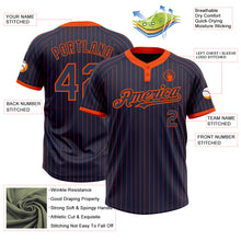 Загрузить изображение в средство просмотра галереи, Custom Navy Orange Pinstripe Orange Two-Button Unisex Softball Jersey
