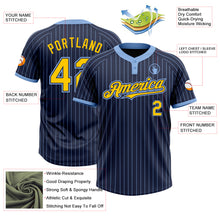 Charger l&#39;image dans la galerie, Custom Navy Light Blue Pinstripe Yellow Two-Button Unisex Softball Jersey
