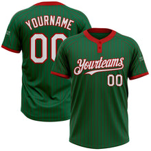 Charger l&#39;image dans la galerie, Custom Kelly Green Red Pinstripe White Two-Button Unisex Softball Jersey
