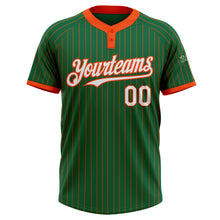 Charger l&#39;image dans la galerie, Custom Kelly Green Orange Pinstripe White Two-Button Unisex Softball Jersey
