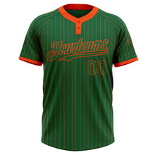 Charger l&#39;image dans la galerie, Custom Kelly Green Orange Pinstripe Orange Two-Button Unisex Softball Jersey
