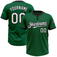 Charger l&#39;image dans la galerie, Custom Kelly Green Black Pinstripe White Two-Button Unisex Softball Jersey
