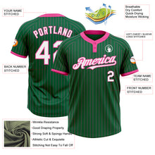 Charger l&#39;image dans la galerie, Custom Kelly Green Pink Pinstripe White Two-Button Unisex Softball Jersey
