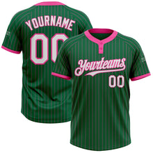 Charger l&#39;image dans la galerie, Custom Kelly Green Pink Pinstripe White Two-Button Unisex Softball Jersey
