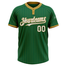 Charger l&#39;image dans la galerie, Custom Kelly Green Old Gold Pinstripe White Two-Button Unisex Softball Jersey
