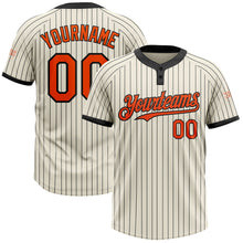 Charger l&#39;image dans la galerie, Custom Cream Black Pinstripe Orange Two-Button Unisex Softball Jersey
