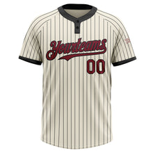 Charger l&#39;image dans la galerie, Custom Cream Black Pinstripe Crimson Two-Button Unisex Softball Jersey
