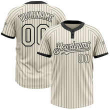 Charger l&#39;image dans la galerie, Custom Cream Black Pinstripe Black Two-Button Unisex Softball Jersey
