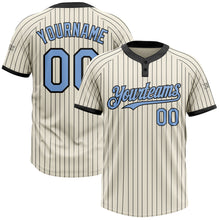 Charger l&#39;image dans la galerie, Custom Cream Black Pinstripe Light Blue Two-Button Unisex Softball Jersey
