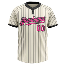 Charger l&#39;image dans la galerie, Custom Cream Black Pinstripe Pink Two-Button Unisex Softball Jersey
