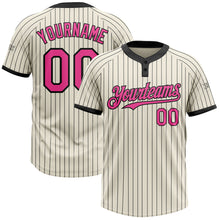 Charger l&#39;image dans la galerie, Custom Cream Black Pinstripe Pink Two-Button Unisex Softball Jersey
