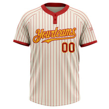 Charger l&#39;image dans la galerie, Custom Cream Red Pinstripe Gold Two-Button Unisex Softball Jersey
