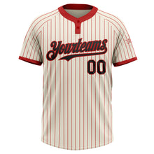 Charger l&#39;image dans la galerie, Custom Cream Red Pinstripe Black Two-Button Unisex Softball Jersey
