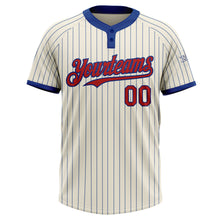 Laden Sie das Bild in den Galerie-Viewer, Custom Cream Royal Pinstripe Red Two-Button Unisex Softball Jersey
