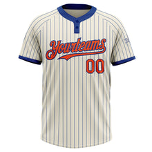 Laden Sie das Bild in den Galerie-Viewer, Custom Cream Royal Pinstripe Orange Two-Button Unisex Softball Jersey
