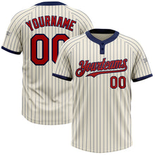 Charger l&#39;image dans la galerie, Custom Cream Navy Pinstripe Red Two-Button Unisex Softball Jersey
