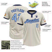 Charger l&#39;image dans la galerie, Custom Cream Navy Pinstripe Light Blue Two-Button Unisex Softball Jersey
