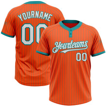 Charger l&#39;image dans la galerie, Custom Orange Teal Pinstripe White Two-Button Unisex Softball Jersey
