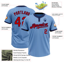 Charger l&#39;image dans la galerie, Custom Light Blue Navy Pinstripe Red Two-Button Unisex Softball Jersey
