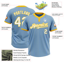 Charger l&#39;image dans la galerie, Custom Light Blue Yellow Pinstripe White Two-Button Unisex Softball Jersey
