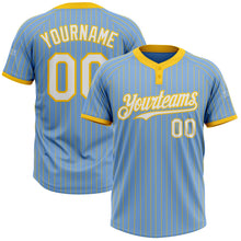 Charger l&#39;image dans la galerie, Custom Light Blue Yellow Pinstripe White Two-Button Unisex Softball Jersey
