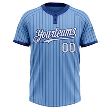 Charger l&#39;image dans la galerie, Custom Light Blue Royal Pinstripe White Two-Button Unisex Softball Jersey
