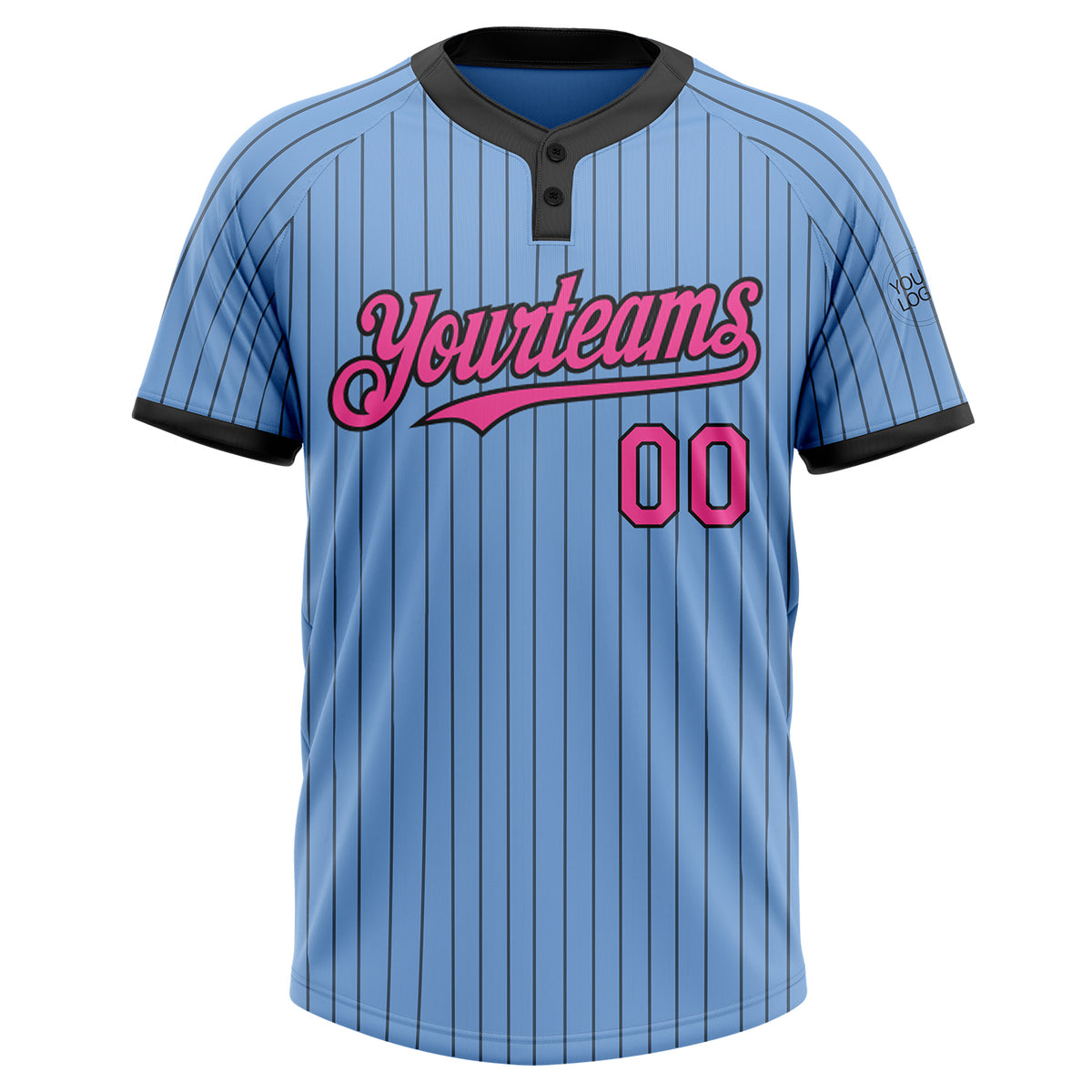 2024 Cheap Custom Light Blue Black Pinstripe Pink Two-Button Unisex ...